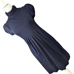 DEREK HEART! ADORABLE BLACK KNIT, COWL NECK, SHORT SLEEVE SWEATER DRESS! SZ M